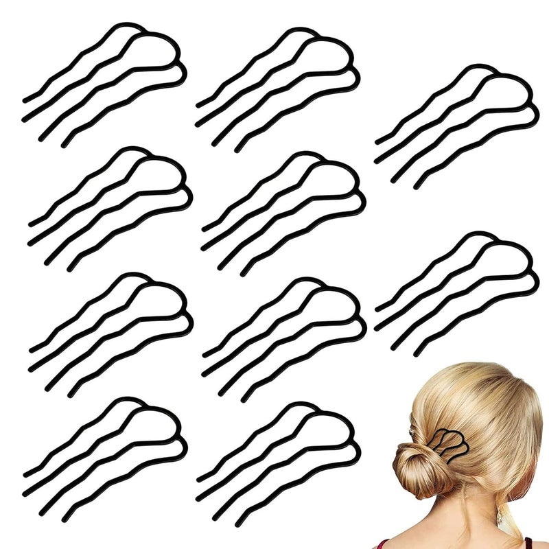Vintage Metal U Shaped Hair Pins 10pcs Black Coating For Bun Updo Hairstyling - Image 5
